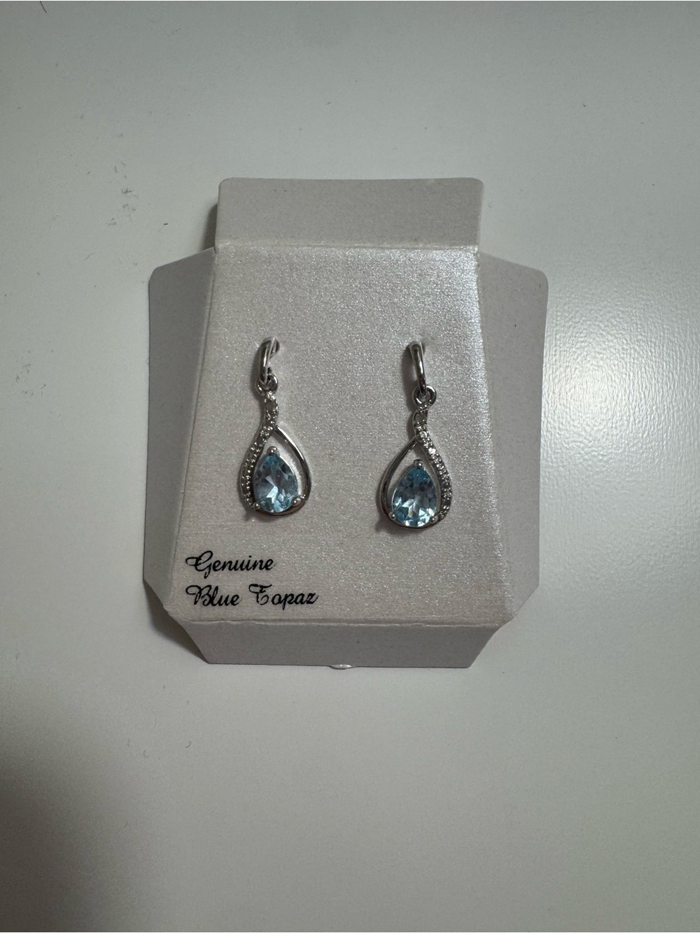 Kohl's Silver-Tone Sterling Silver Genuine Blue Topaz Teardrop Dangle Earrings